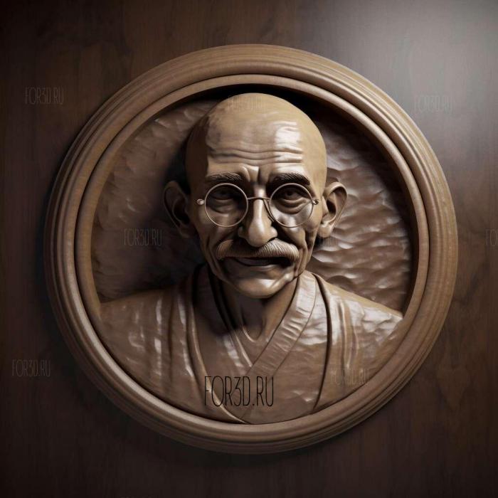 Mahatma Gandhi 4 stl model for CNC
